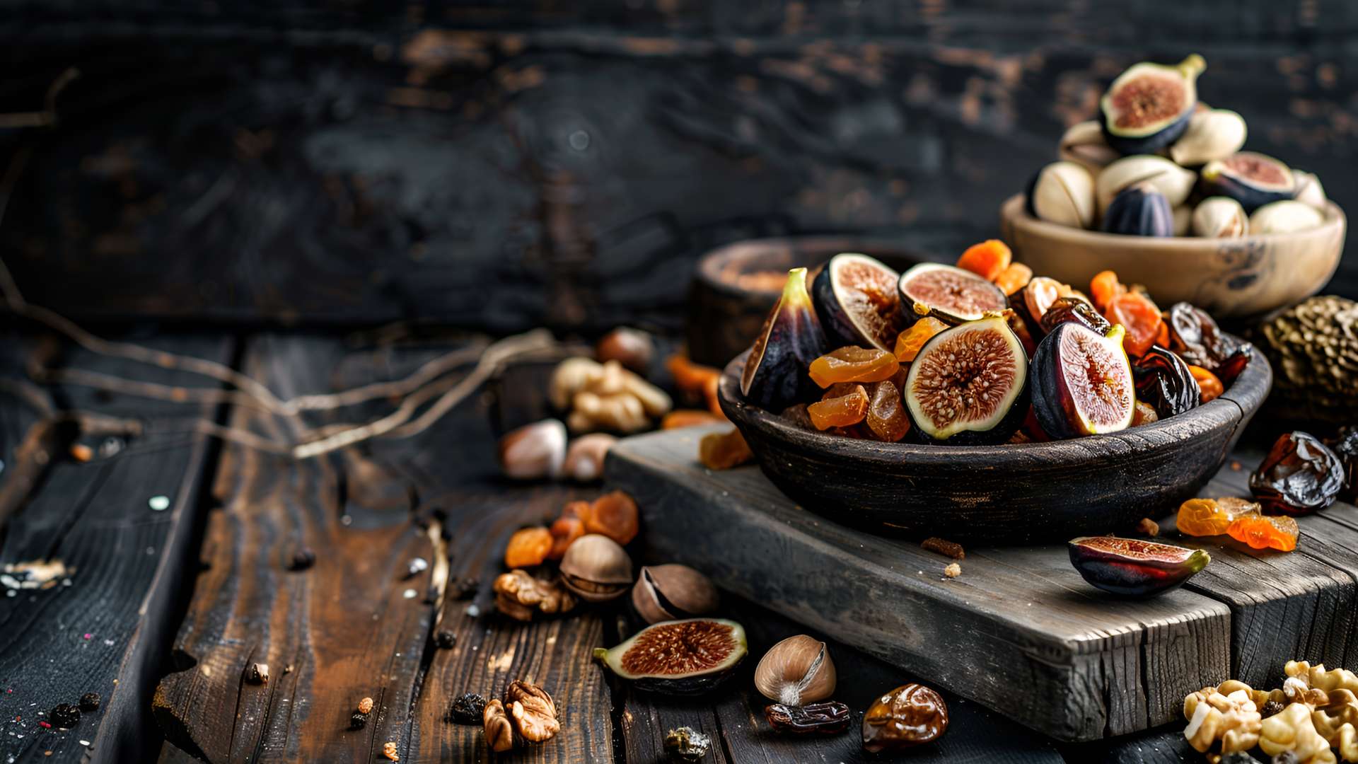 Αποξηραμένα φρούτα χωρίς ζάχαρη σε ξύλινο μπολ